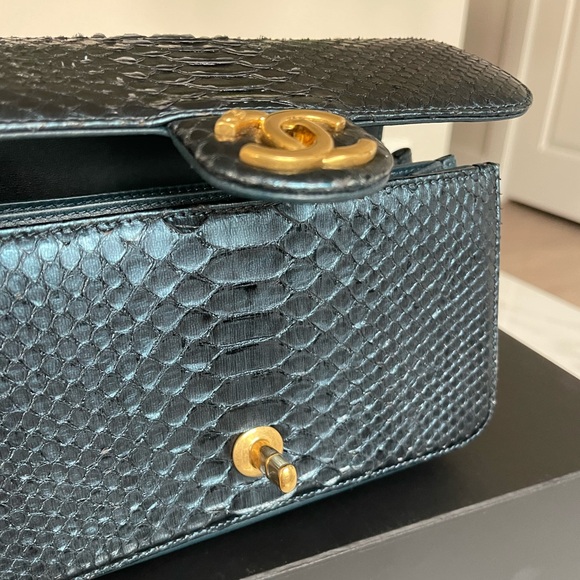 SOLD - CHANEL Python Straight-Lined Flap Bag - Picture 9 of 16